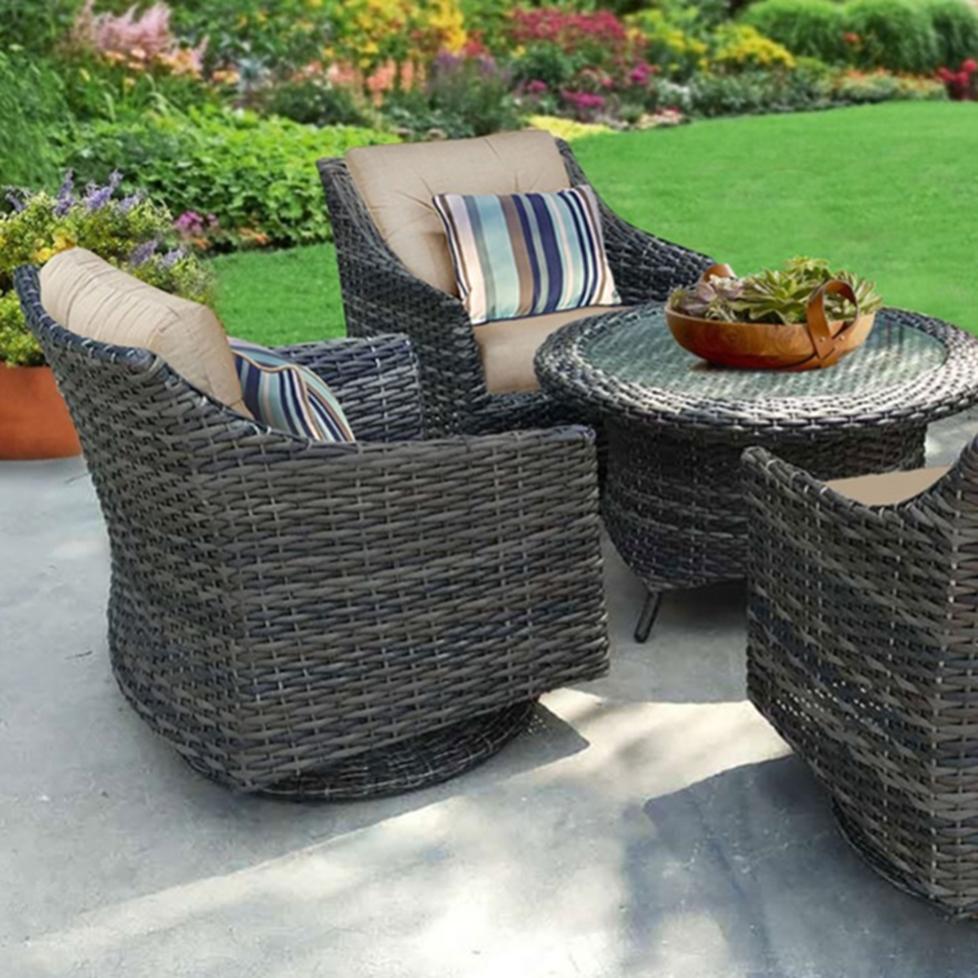 Northcape three piece wicker store rocker chat set