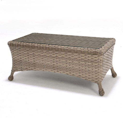 Rectangular Coffee Table W/ Glass Cape May Wicker