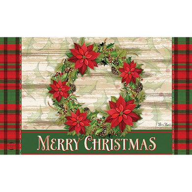 Poinsettia Wreath Doormat
