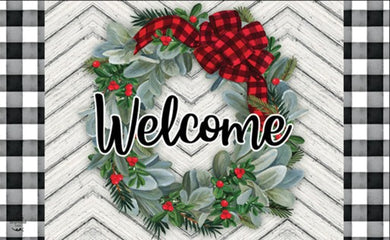 Winter Wreath Welcome Doormat