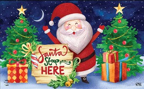Santa Stop Here Christmas Doormat