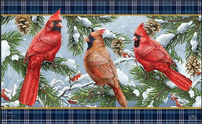 Wintertime Cardinals Doormat