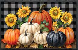 Fall Checkered Pumpkins Doormat