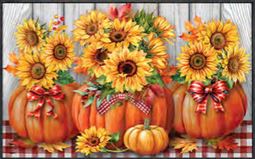 Sunflower in Pumpkin Doormat