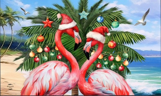 Festive Flamingos Doormat