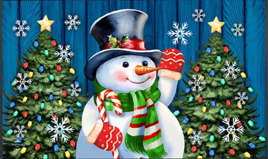 Candy Cane Snowman Doormat