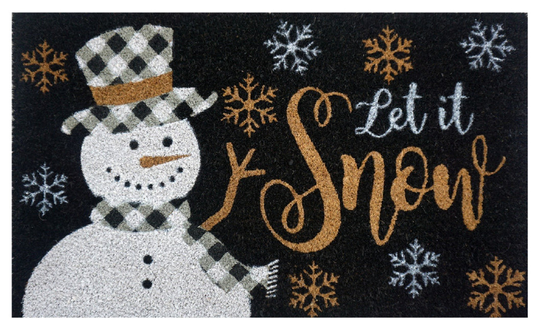 Checkered Snowman Fiber Mat