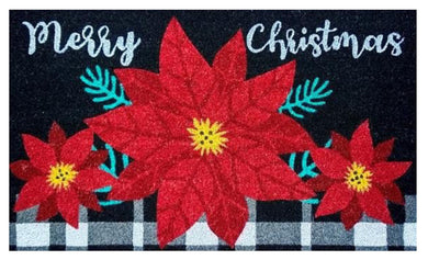 Christmas Poinsettia Fiber Mat