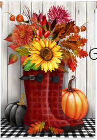 Happy Fall Boots house Flag