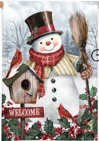 Jolly Snowman Welcome House Flag