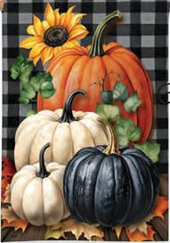 Fall Checkered Pumpkins House Flag