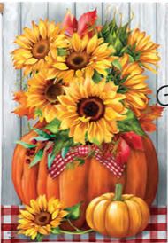 Sunflowers in Pumpkin House Flag