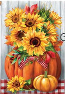 Sunflowers in Pumpkin House Flag