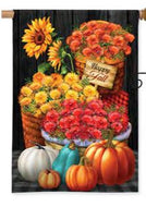 Basket of Mums House Flag