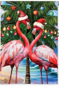 Festive Flamingos House Flag