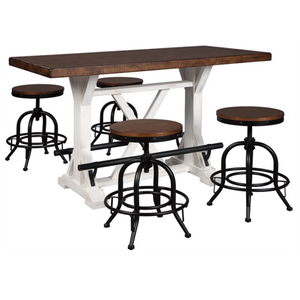 Valebeck Counter Set-- Table + 4 Backless Barstools